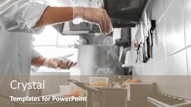  Presentation with restaurant kitchen - Slide deck featuring cooking-food-profession-and-people background and a coral colored foreground