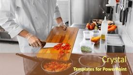  Presentation with restaurant kitchen - Slides consisting of cooking-food-profession-and-people background and a  colored foreground