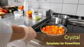  Presentation with restaurant kitchen - Slides featuring cooking-food-profession-and-people background and a tawny brown colored foreground