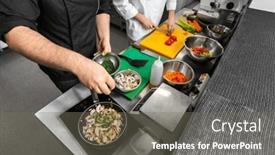  Presentation with restaurant kitchen - Slide deck enhanced with cooking-food-profession-and-people background and a gray colored foreground