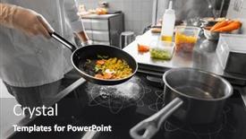  Presentation with restaurant kitchen - Presentation featuring cooking-food-profession-and-people background and a dark gray colored foreground