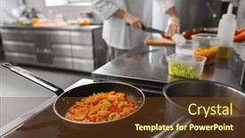  Presentation with restaurant kitchen - Slides having cooking-food-profession-and-people background and a tawny brown colored foreground