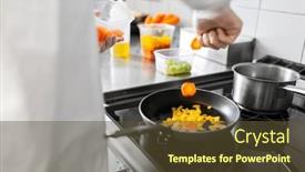  Presentation with restaurant kitchen - PPT theme consisting of cooking-food-profession-and-people background and a tawny brown colored foreground