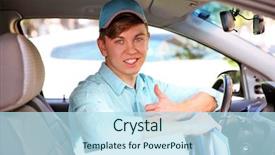  Presentation with delivery boy - Audience pleasing PPT layouts consisting of cooking free template - pizza delivery boy in car backdrop and a  colored foreground