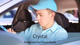  Presentation with delivery boy - PPT theme with cooking free template - pizza delivery boy with tablet background and a  colored foreground