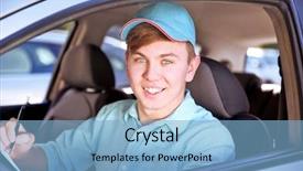  Presentation with delivery boy - PPT theme enhanced with cooking free template - pizza delivery boy with tablet background and a  colored foreground