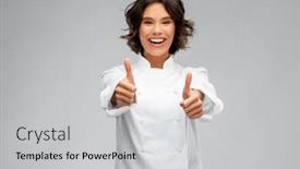  Presentation with cooking chef - Slides having cooking-gesture-and-people-concept background and a light gray colored foreground