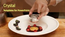  Presentation with cooking chef - Slides with cooking gourmet dish using metal background and a tawny brown colored foreground