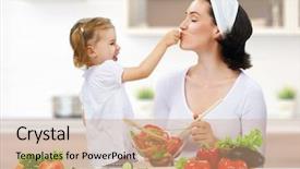  Presentation with solemnity of mother mary of god - Amazing PPT layouts having cooking healthy - mother and daughter prepare salads backdrop and a coral colored foreground