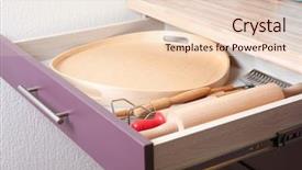  Presentation with cooking utensils - Cool new PPT theme with cooking in drawer on kitchen backdrop and a  colored foreground