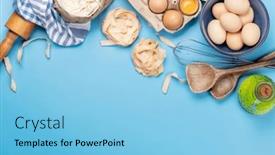  Presentation with utensils - Slide deck with cooking-ingredients-and-utensils background and a light blue colored foreground