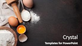  Presentation with pasta - Presentation design with cooking ingredients on wooden kitchen background and a dark gray colored foreground