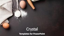  Presentation with wooden board empty table top - PPT theme with cooking ingredients on wooden kitchen background and a  colored foreground