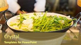  Presentation with asian food - PPT theme having cooking-kitchen-and-food-concept background and a tawny brown colored foreground