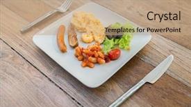  Presentation with restaurant kitchen - Beautiful slide deck featuring cooking kitchen and food concept backdrop and a  colored foreground