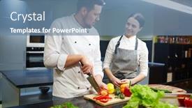  Presentation with class - Presentation having cooking master class background and a seafoam green colored foreground