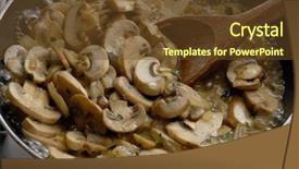  Presentation with fungus - Presentation design featuring cooking mushroom on a pan background and a tawny brown colored foreground