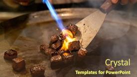  Presentation with recipe - Presentation design having cooking-of-beef-teppanyaki-recipe background and a tawny brown colored foreground