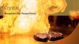  Presentation with recipe - Colorful presentation design enhanced with cooking-of-beef-teppanyaki-recipe backdrop and a yellow colored foreground