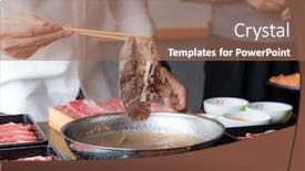  Presentation with shabu - PPT layouts enhanced with cooking-of-japanese-wagyu-beef background and a coral colored foreground
