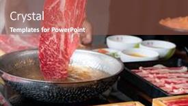  Presentation with shabu - Cool new presentation theme with cooking-of-japanese-wagyu-beef backdrop and a coral colored foreground