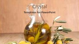  Presentation with cooking oil - Audience pleasing slides consisting of cooking-oil-and-olive-branc backdrop and a coral colored foreground