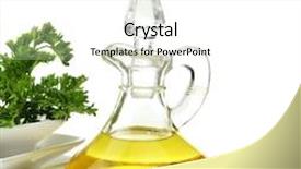  Presentation with cooking oil - Colorful presentation design enhanced with cooking oil and parsley on white background backdrop and a white colored foreground