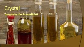  Presentation with cooking oil - Presentation theme enhanced with cooking oil assortment on wooden background and a  colored foreground