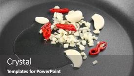  Presentation with cooking oil - Slide deck with cooking-oil-chopped-garlic background and a dark gray colored foreground