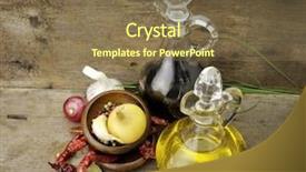  Presentation with cooking oil - Amazing slide deck having cooking oil vinegar and spices backdrop and a violet colored foreground