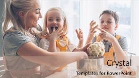  Presentation with mom kids - Amazing presentation having cooking on the kitchen parent backdrop and a coral colored foreground