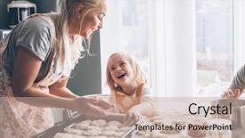  Presentation with mom and newborn - Presentation with cooking on the kitchen parent background and a coral colored foreground