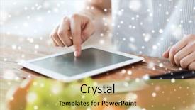  Presentation with reading table - Audience pleasing presentation theme consisting of cooking people technology and home backdrop and a yellow colored foreground