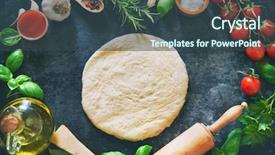  Presentation with pizza pasta - Cool new presentation theme with cooking pizza or pasta backdrop and a ocean colored foreground