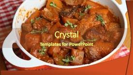  Presentation with beef - Colorful PPT theme enhanced with cooking pot - beef stew backdrop and a tawny brown colored foreground