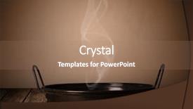  Presentation with cooking - PPT theme with cooking pot on old wooden background and a coral colored foreground