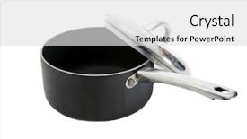  Presentation with lid - Presentation design having cooking pot with lid isolated on white background and a light gray colored foreground