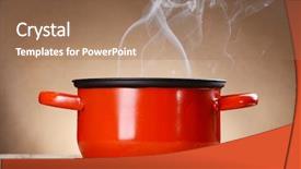  Presentation with steam - Beautiful presentation theme featuring cooking pot with steam backdrop and a coral colored foreground