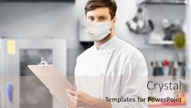  Presentation with medical clipboard - Audience pleasing PPT theme consisting of cooking-profession-and-people-concept backdrop and a soft green colored foreground