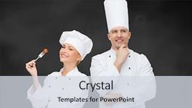  Presentation with chalk board - Slide set enhanced with chef cook thinking over black background and a sky blue colored foreground