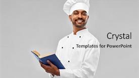  Presentation with cooking chef - Cool new presentation theme with cooking profession and people concept backdrop and a light gray colored foreground