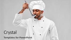  Presentation with indian food - Amazing slides having cooking profession and people concept backdrop and a light gray colored foreground