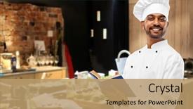  Presentation with indian restaurant - Beautiful presentation theme featuring cooking profession and people concept backdrop and a coral colored foreground