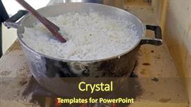  Presentation with house - Slide deck enhanced with cooking rice on the stove background and a  colored foreground