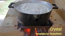  Presentation with rice - Amazing PPT theme having cooking rice on the stove backdrop and a  colored foreground