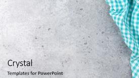  Presentation with kitchen towel - Slide set consisting of cooking stone table with kitchen background and a  colored foreground