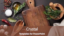  Presentation with utensils - Amazing theme having cooking table with herbs spices backdrop and a tawny brown colored foreground
