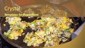  Presentation with oyster - Presentation theme consisting of cooking-taiwan-famous-oyster-omelette background and a tawny brown colored foreground