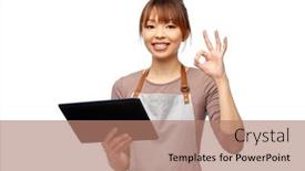  Presentation with cooking chef - PPT theme enhanced with cooking-technology-and-people-concept background and a coral colored foreground