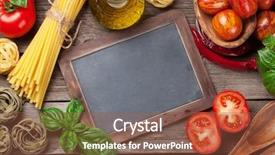  Presentation with italian food cooking tomatoes basil - Colorful slides enhanced with cooking tomatoes basil spaghetti pasta backdrop and a tawny brown colored foreground